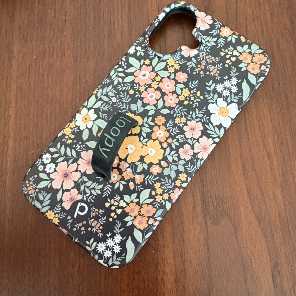 Loopy Case Floral Design Phone Case - Black and Multicolor